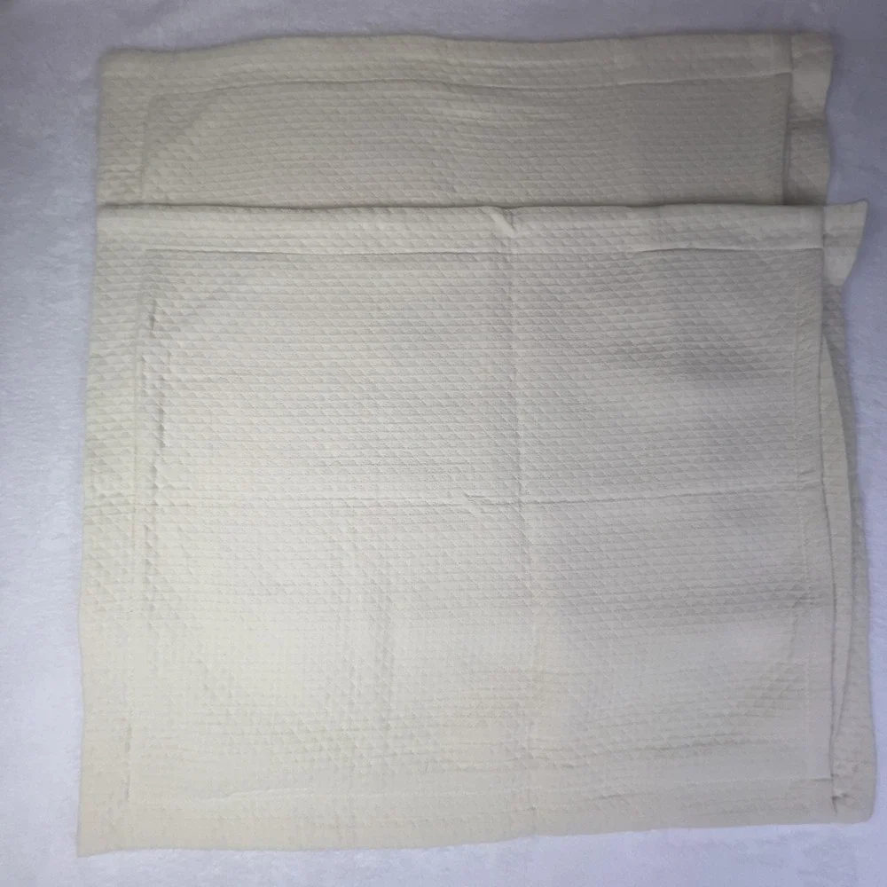 Superior Pillow Shams Standard Set Of‎ 2 Beige Waffle 100% Cotton Cover Bedding